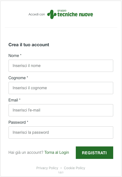 Registrazione a Tecniche Nuove